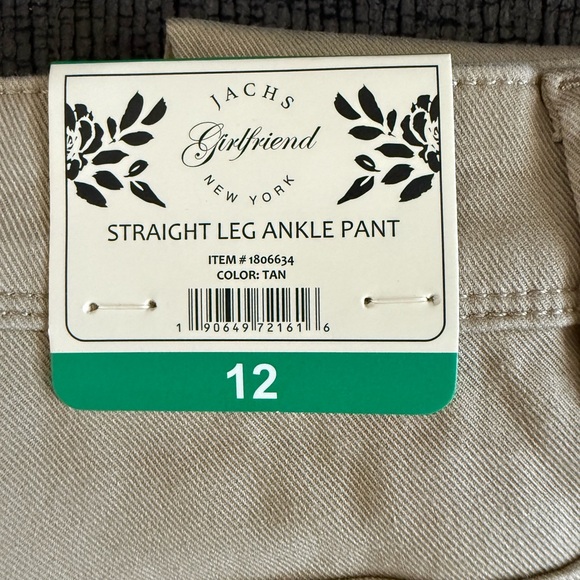 NEW Jachs Girlfriend New York Women’s Straight Leg Ankle Pant Size 12 Color Tan - Picture 3 of 5